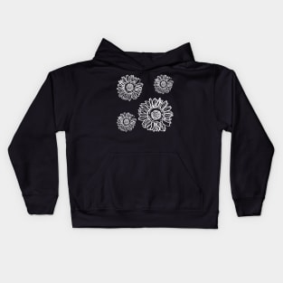 Black and White Sunflower Plant Artwork Kids Hoodie